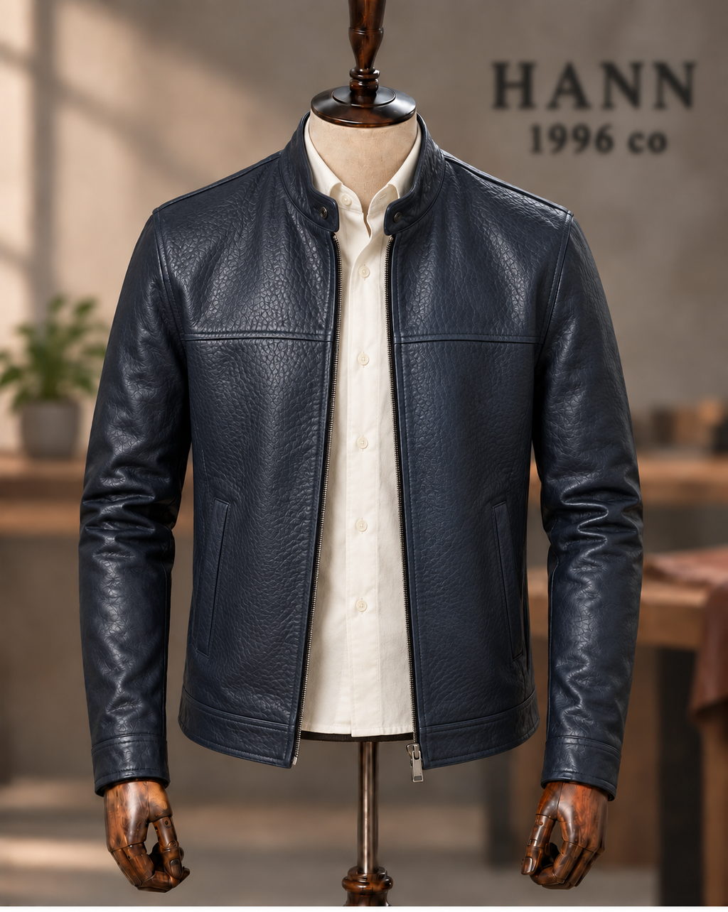HANN Jumbo Racer Lambskin Jacket – Navy