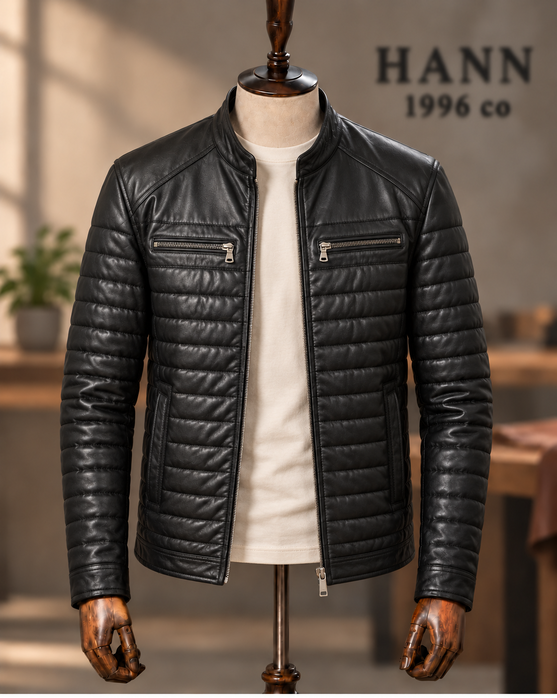 HANN Quilted Racer Lambskin Jacket – Black