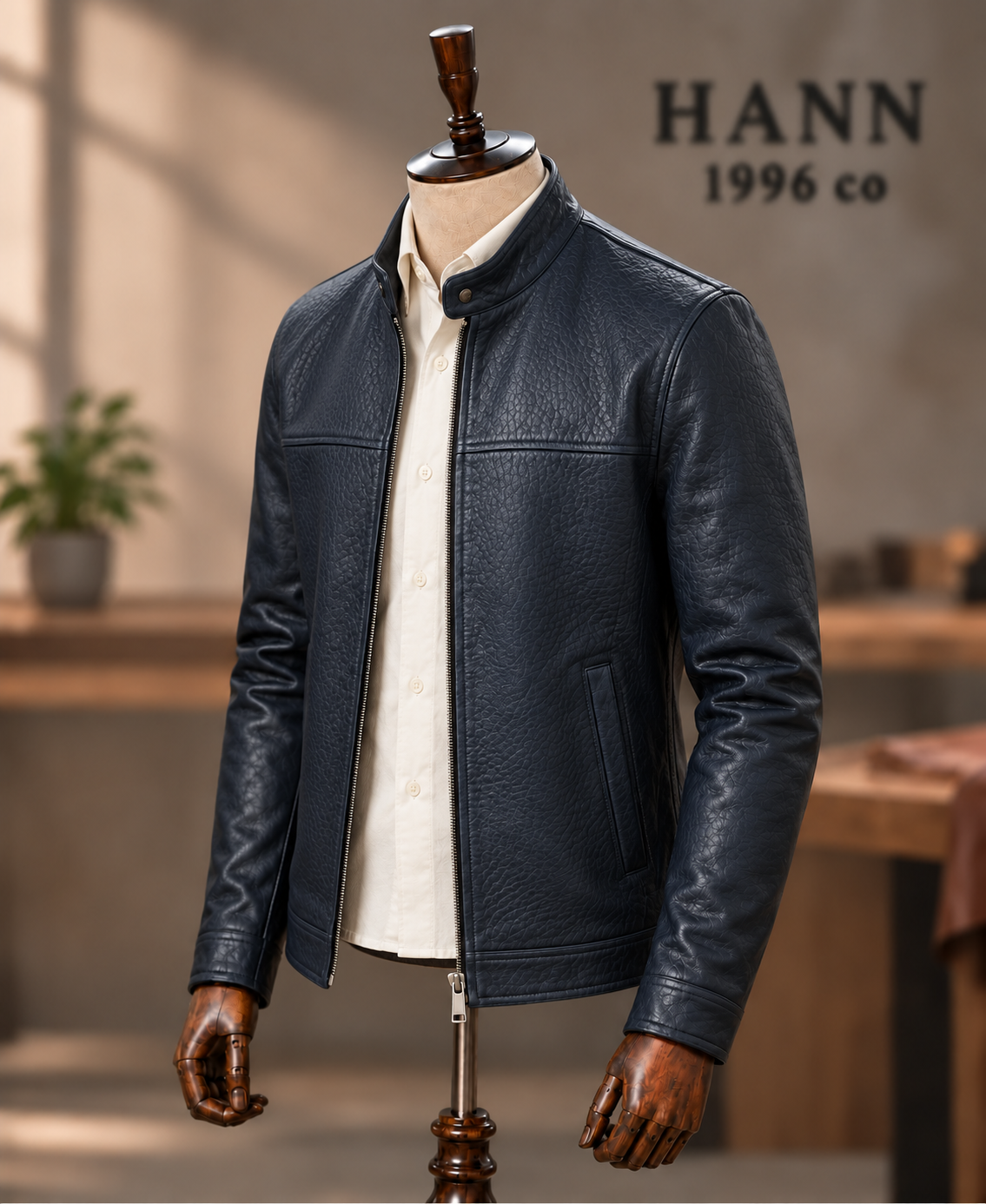 HANN Jumbo Racer Lambskin Jacket – Navy