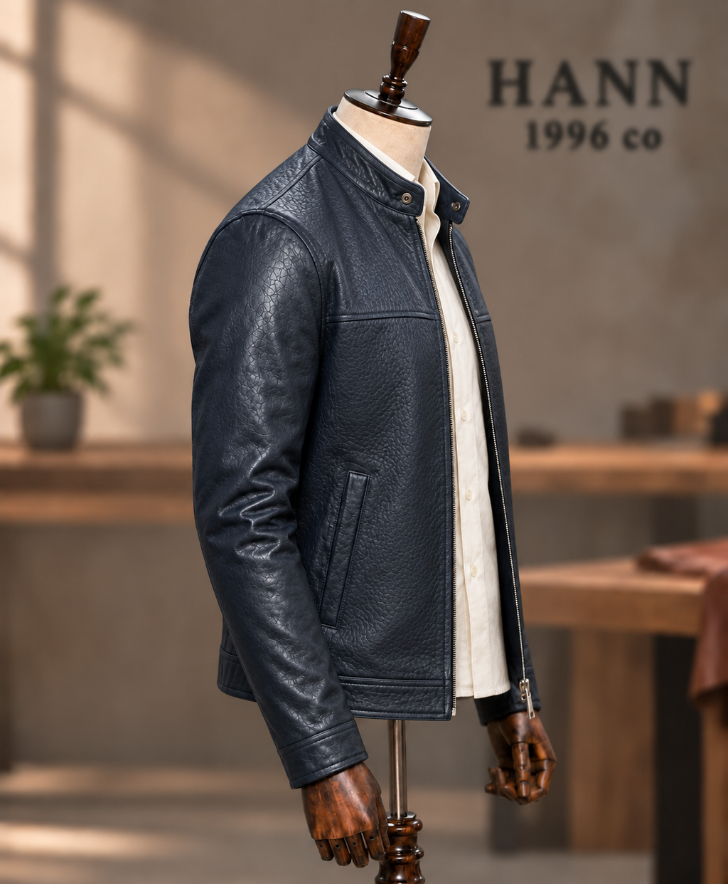 HANN Jumbo Racer Lambskin Jacket – Navy