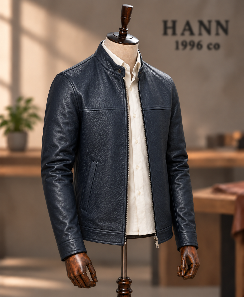 HANN Jumbo Racer Lambskin Jacket – Navy