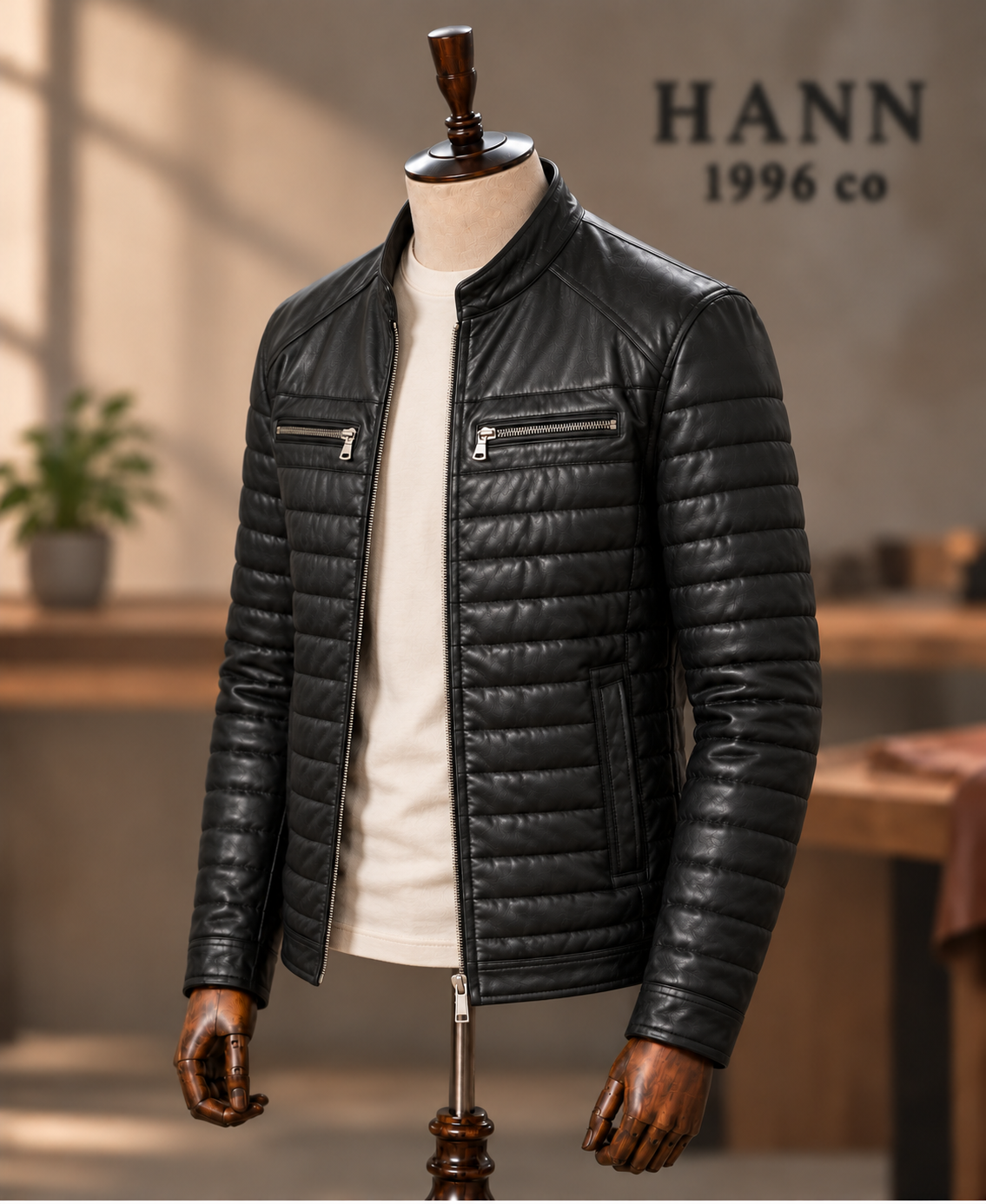 HANN Quilted Racer Lambskin Jacket – Black