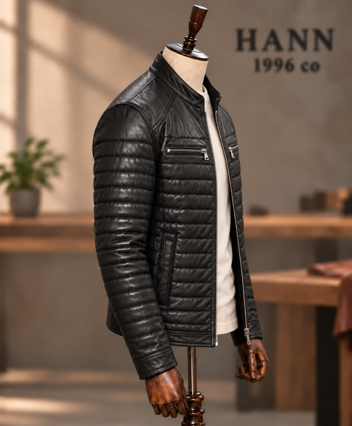 HANN Quilted Racer Lambskin Jacket – Black