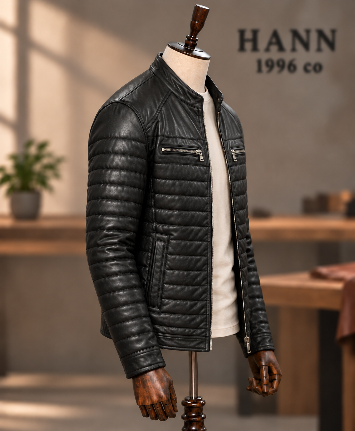 HANN Quilted Racer Lambskin Jacket – Black