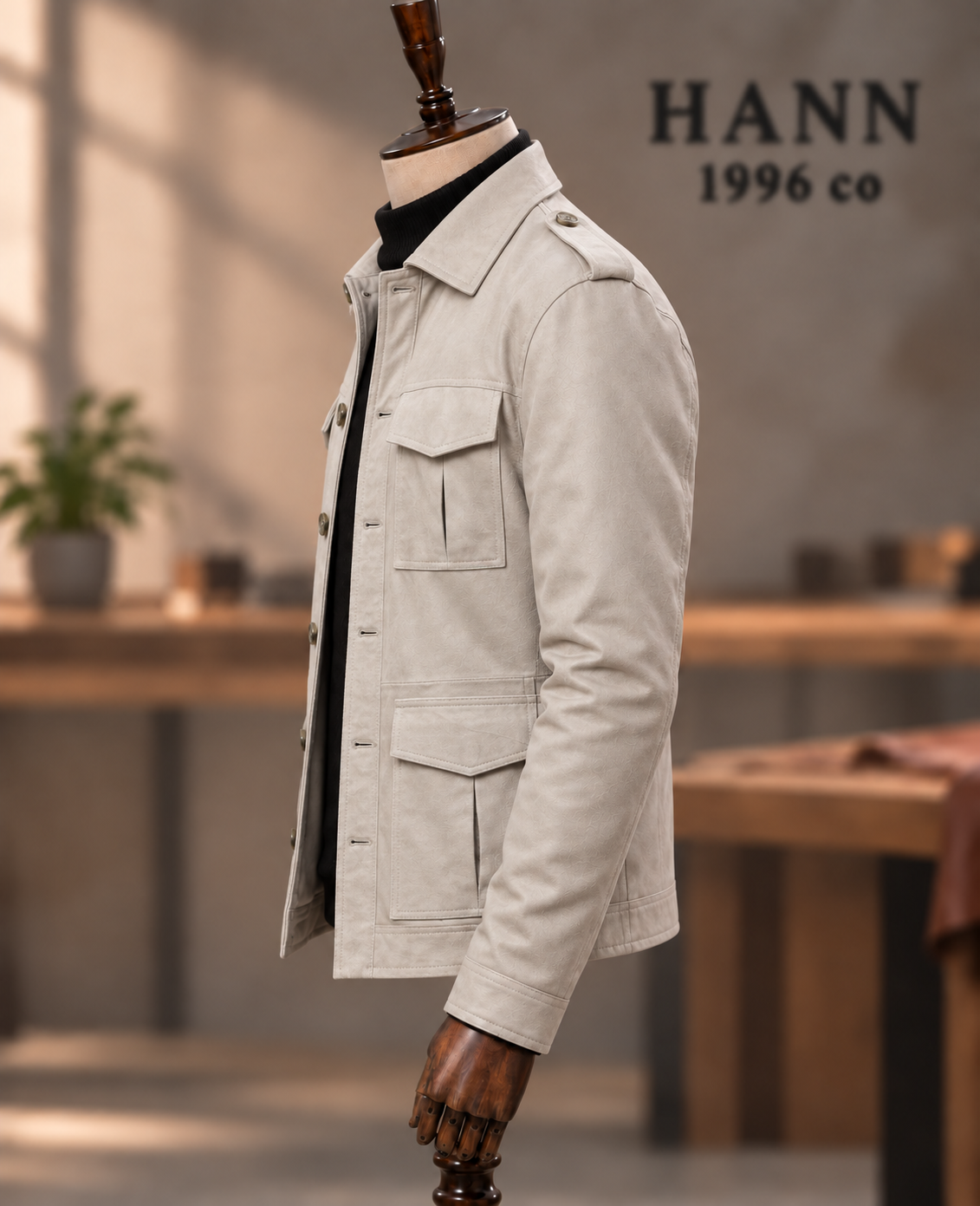 HANN Signature Safari Ivory ceket çapraz görünüm
