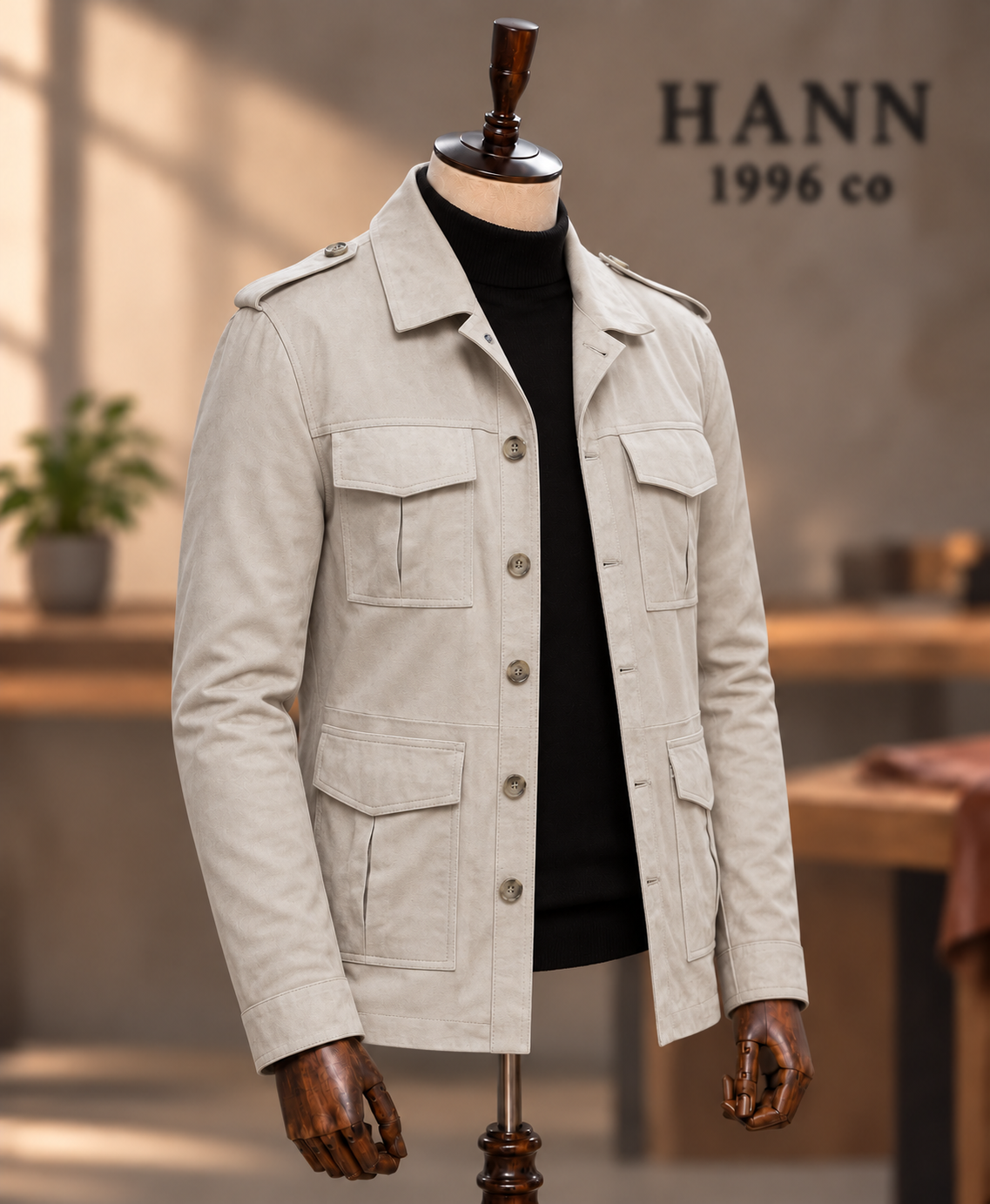 HANN Signature Safari Ivory ceket ön ve yan detay