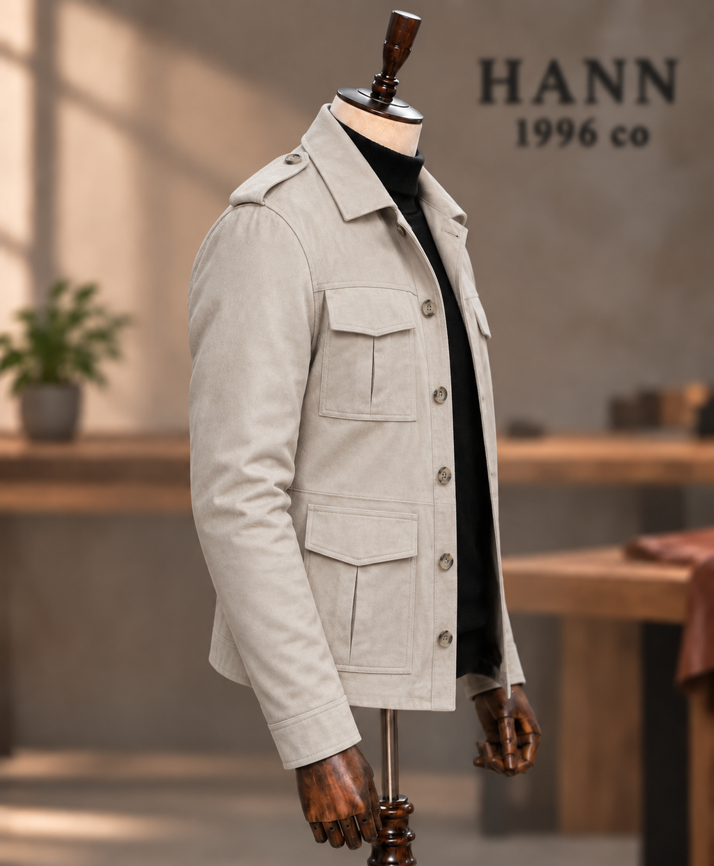 HANN Signature Safari Ivory ceket yandan görünüm