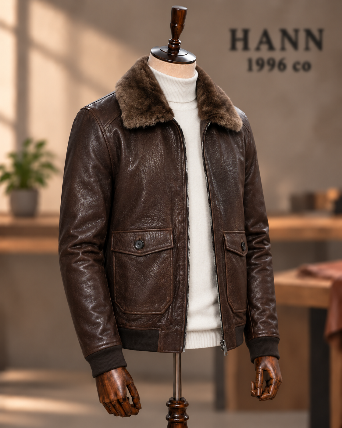 HANN Heritage Aviator Lambskin Jacket – Dark Brown