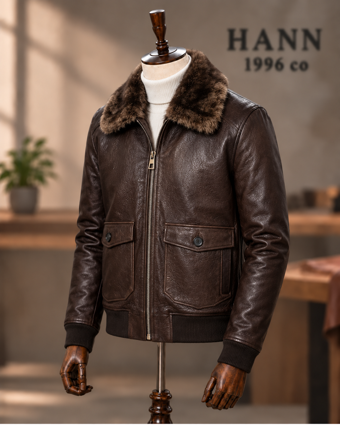 HANN Heritage Aviator Lambskin Jacket – Dark Brown