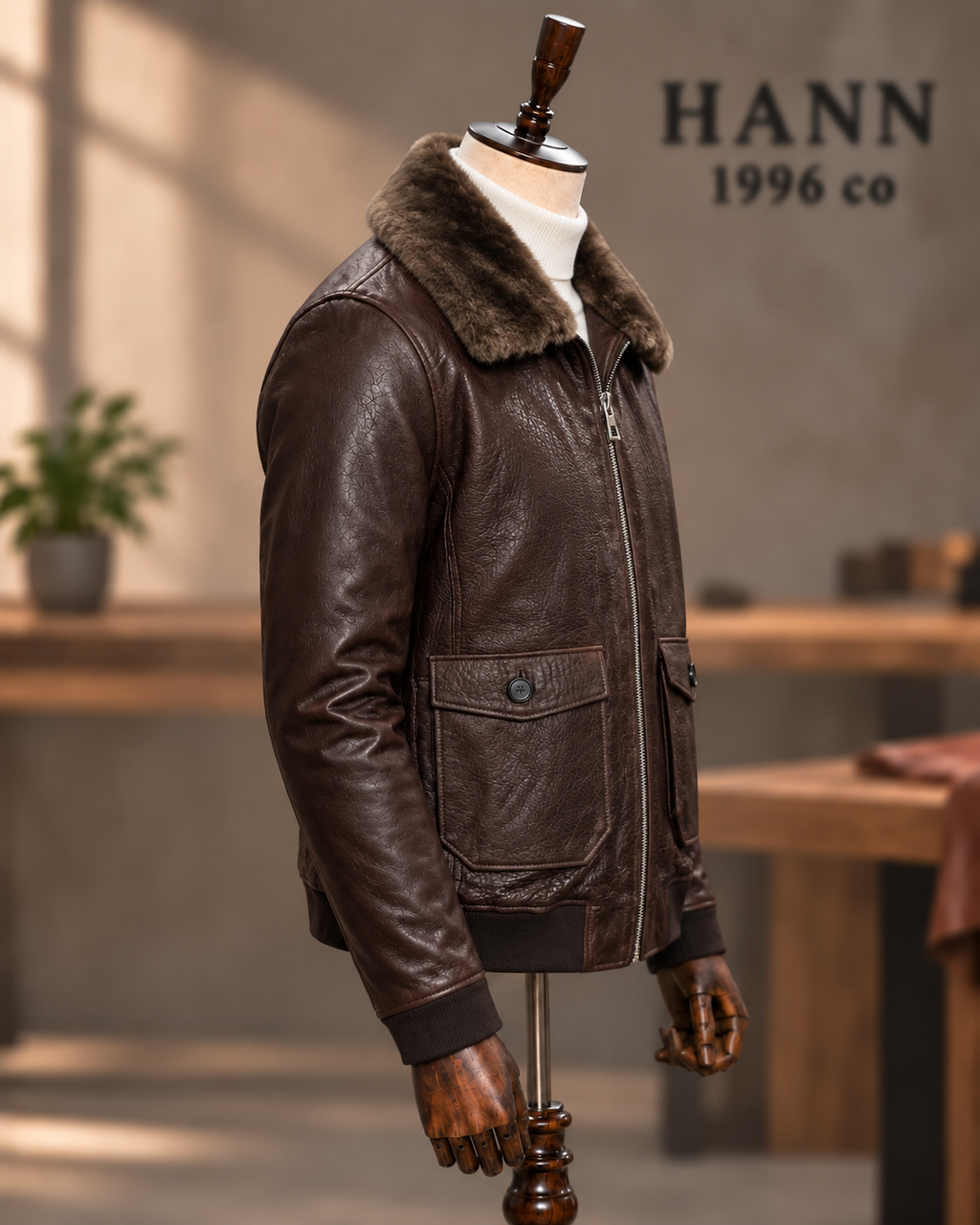 HANN Heritage Aviator Lambskin Jacket – Dark Brown