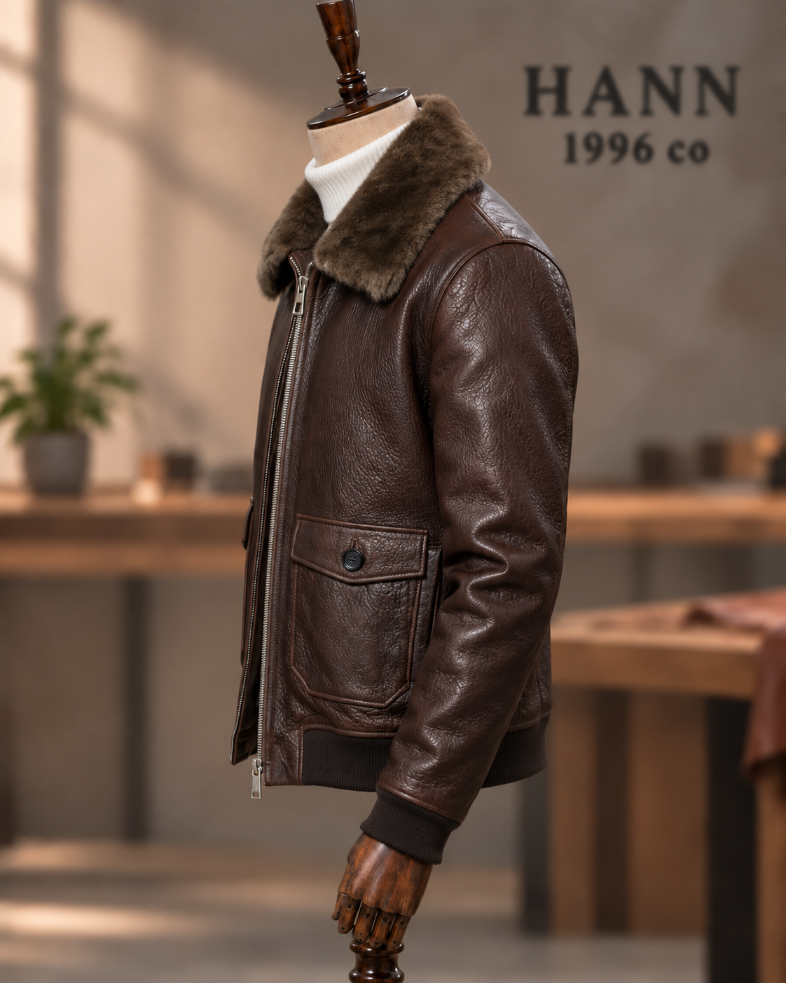 HANN Heritage Aviator Lambskin Jacket – Dark Brown